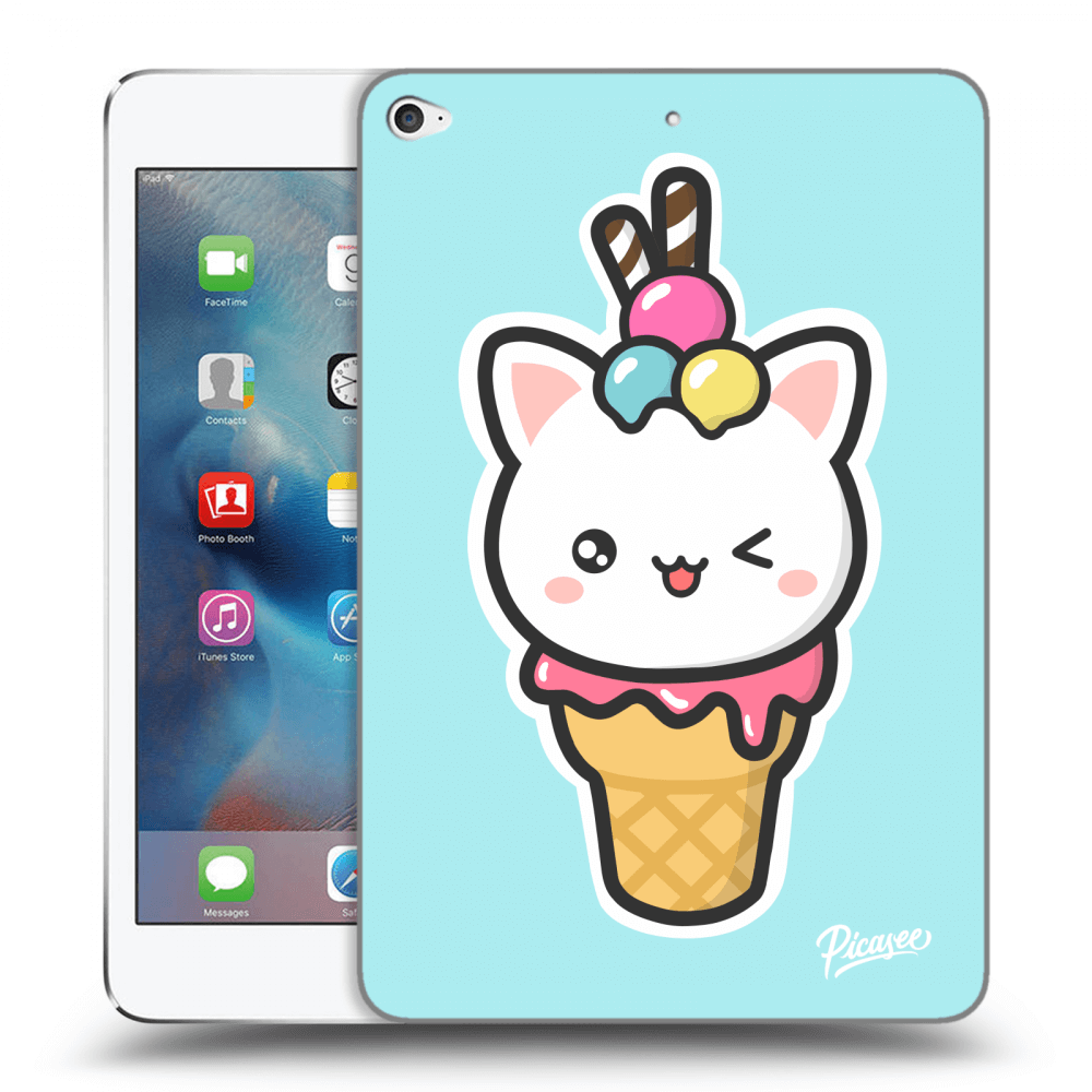 Picasee silikonowe czarne etui na Apple iPad mini 4 - Ice Cream Cat