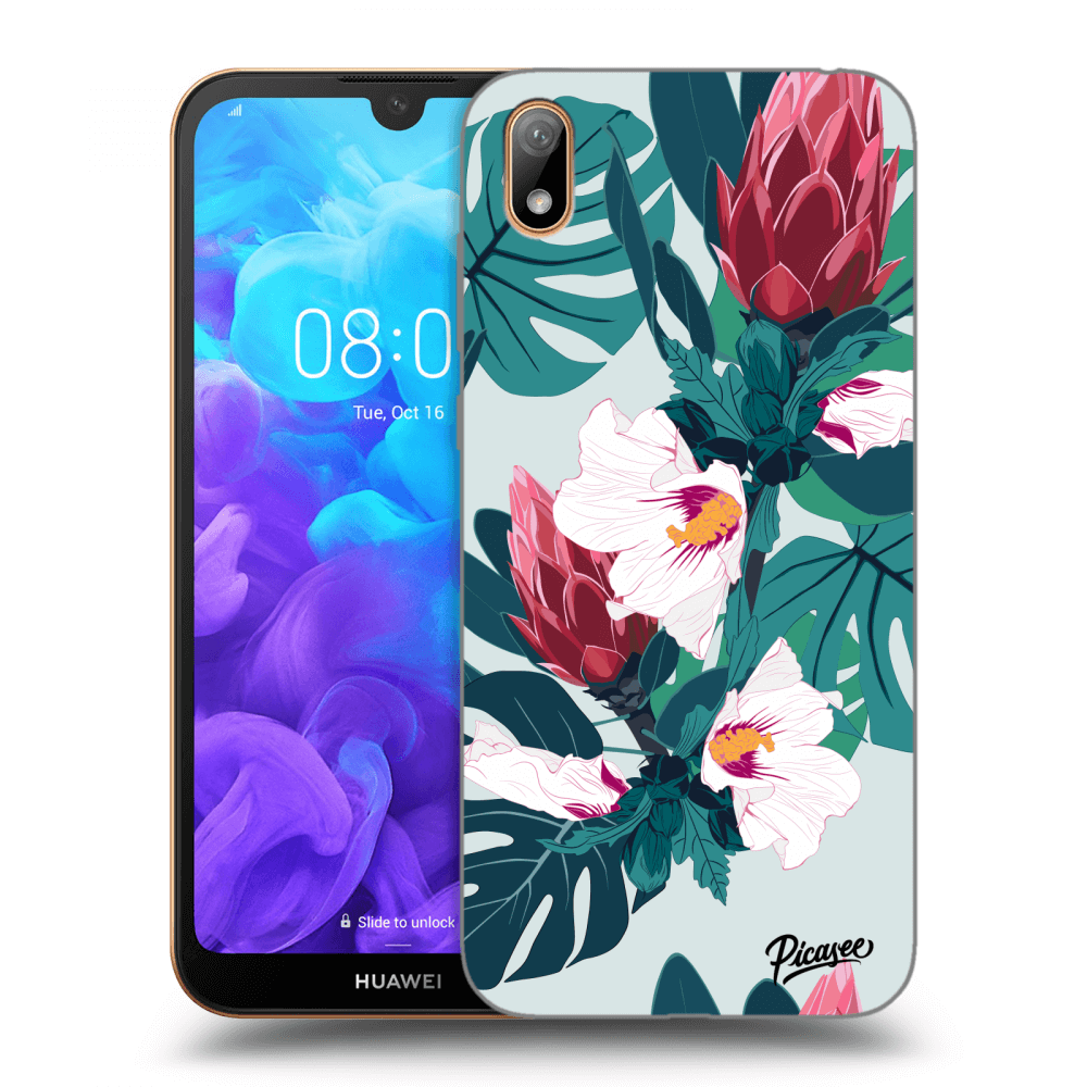 Picasee silikonowe czarne etui na Huawei Y5 2019 - Rhododendron