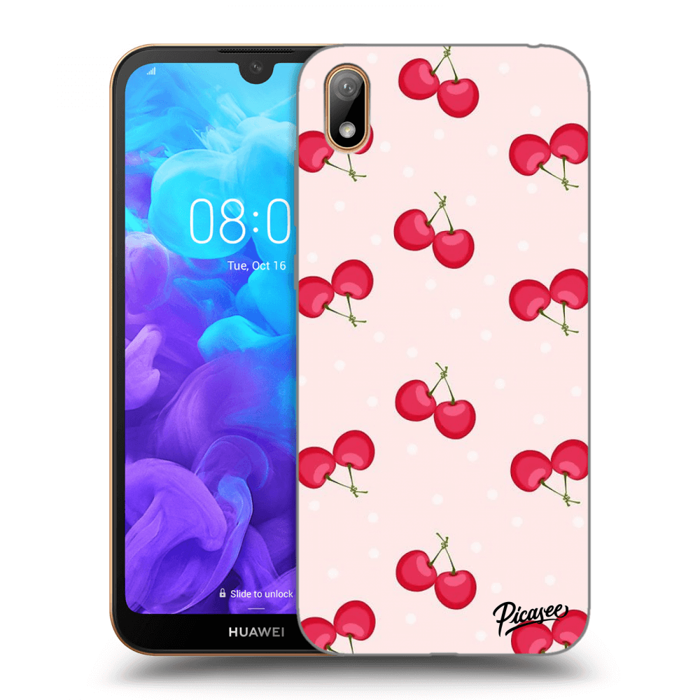 Picasee silikonowe czarne etui na Huawei Y5 2019 - Cherries