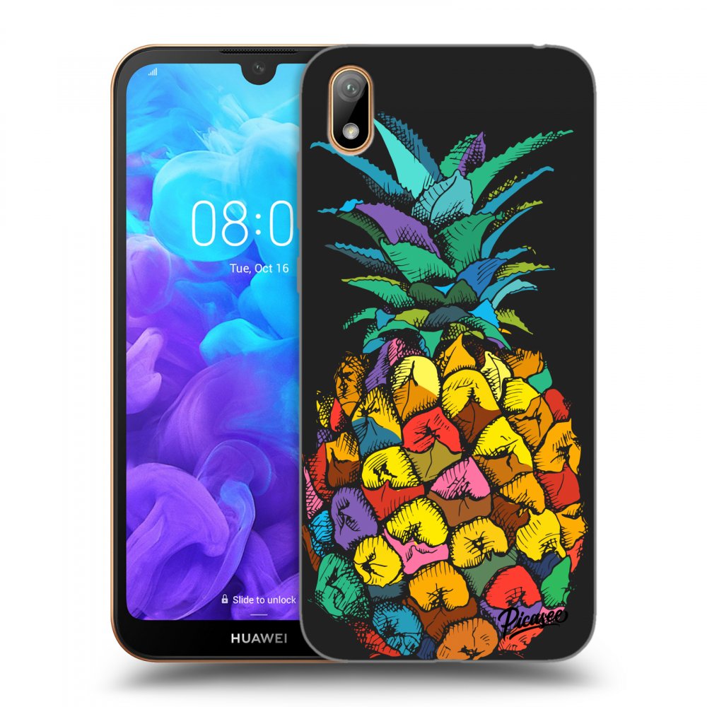 Picasee silikonowe czarne etui na Huawei Y5 2019 - Pineapple