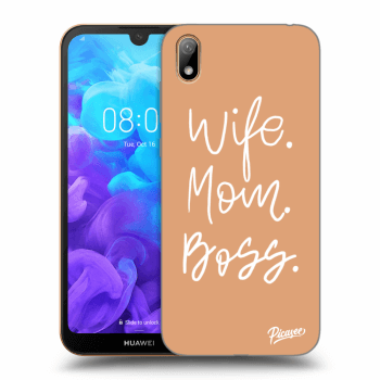 Picasee silikonowe czarne etui na Huawei Y5 2019 - Boss Mama
