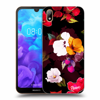 Picasee silikonowe czarne etui na Huawei Y5 2019 - Flowers and Berries