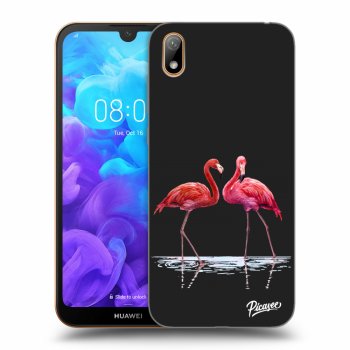 Picasee silikonowe czarne etui na Huawei Y5 2019 - Flamingos couple