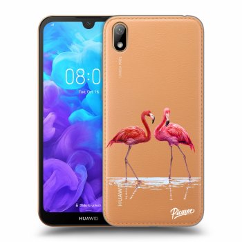 Picasee silikonowe przeźroczyste etui na Huawei Y5 2019 - Flamingos couple