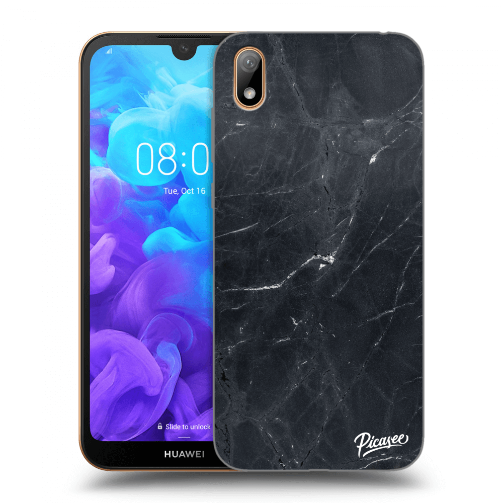 Picasee silikonowe przeźroczyste etui na Huawei Y5 2019 - Black marble