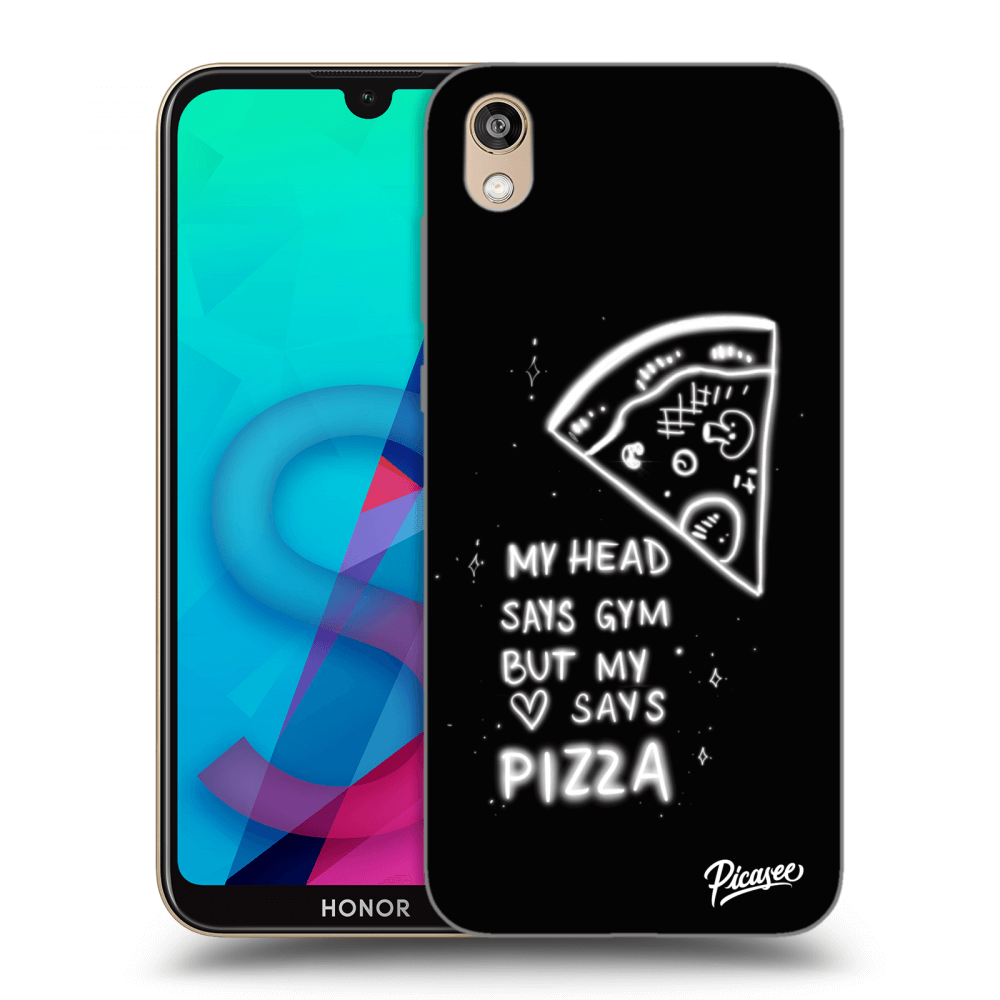 Picasee silikonowe czarne etui na Honor 8S - Pizza