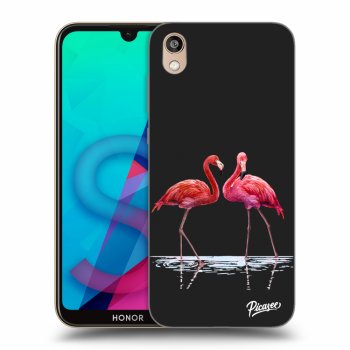 Picasee silikonowe czarne etui na Honor 8S - Flamingos couple