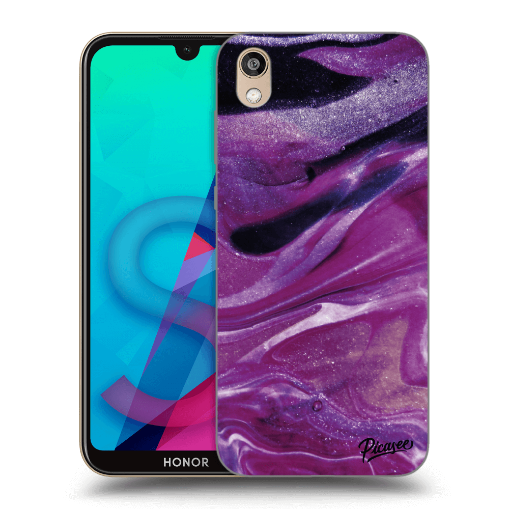 Picasee silikonowe przeźroczyste etui na Honor 8S - Purple glitter