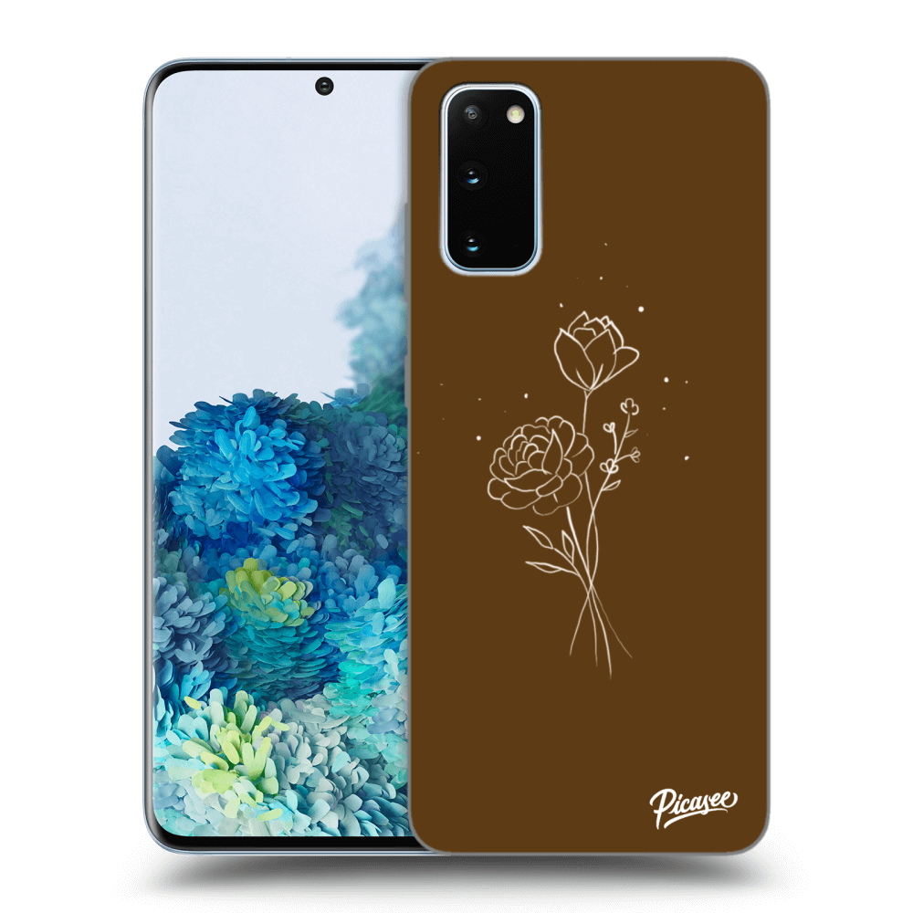 Picasee silikonowe przeźroczyste etui na Samsung Galaxy S20 G980F - Brown flowers