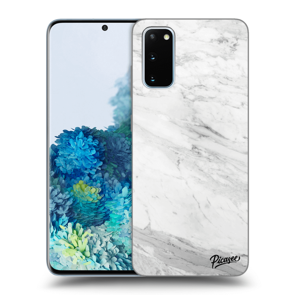 Picasee silikonowe przeźroczyste etui na Samsung Galaxy S20 G980F - White marble