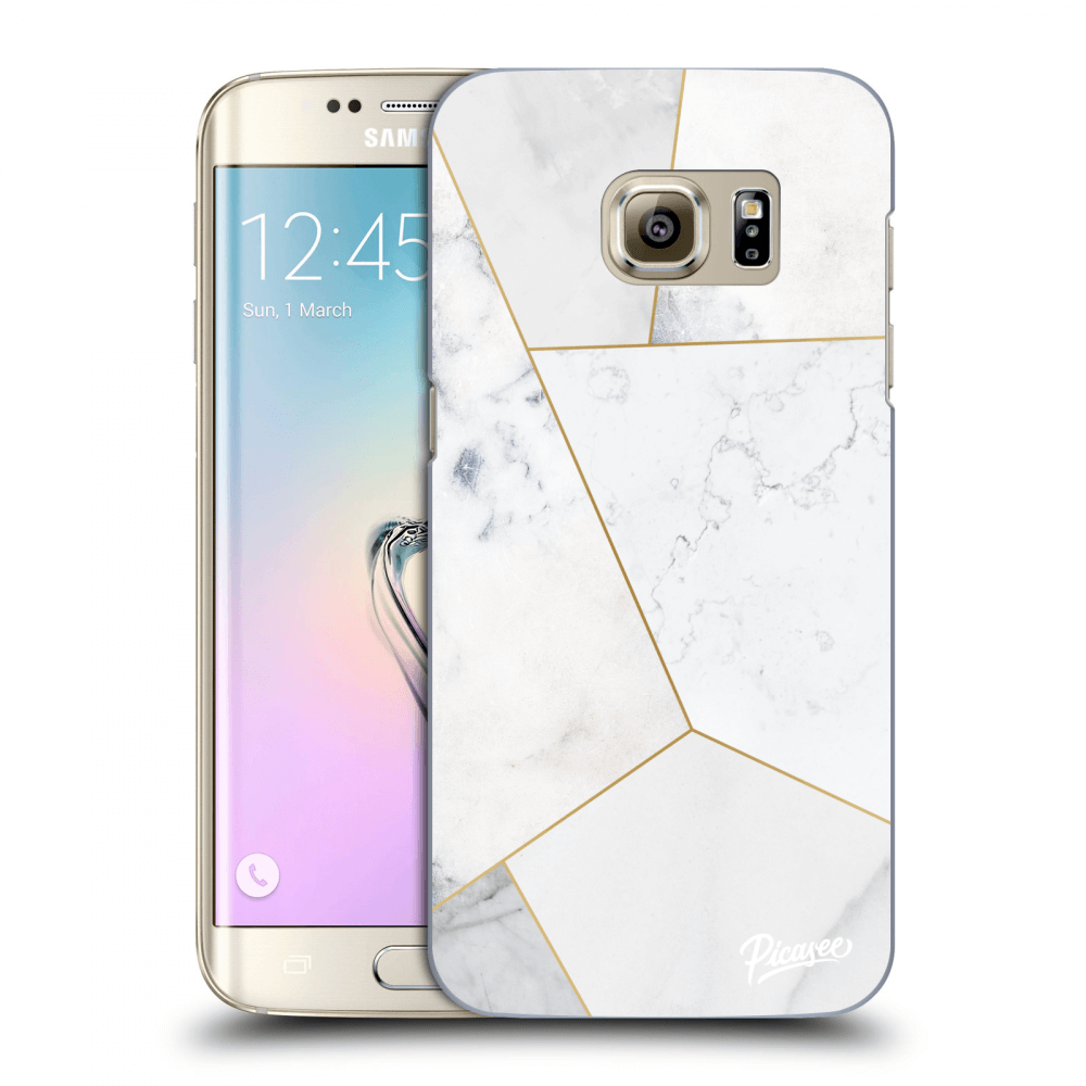 Picasee silikonowe przeźroczyste etui na Samsung Galaxy S7 Edge G935F - White tile