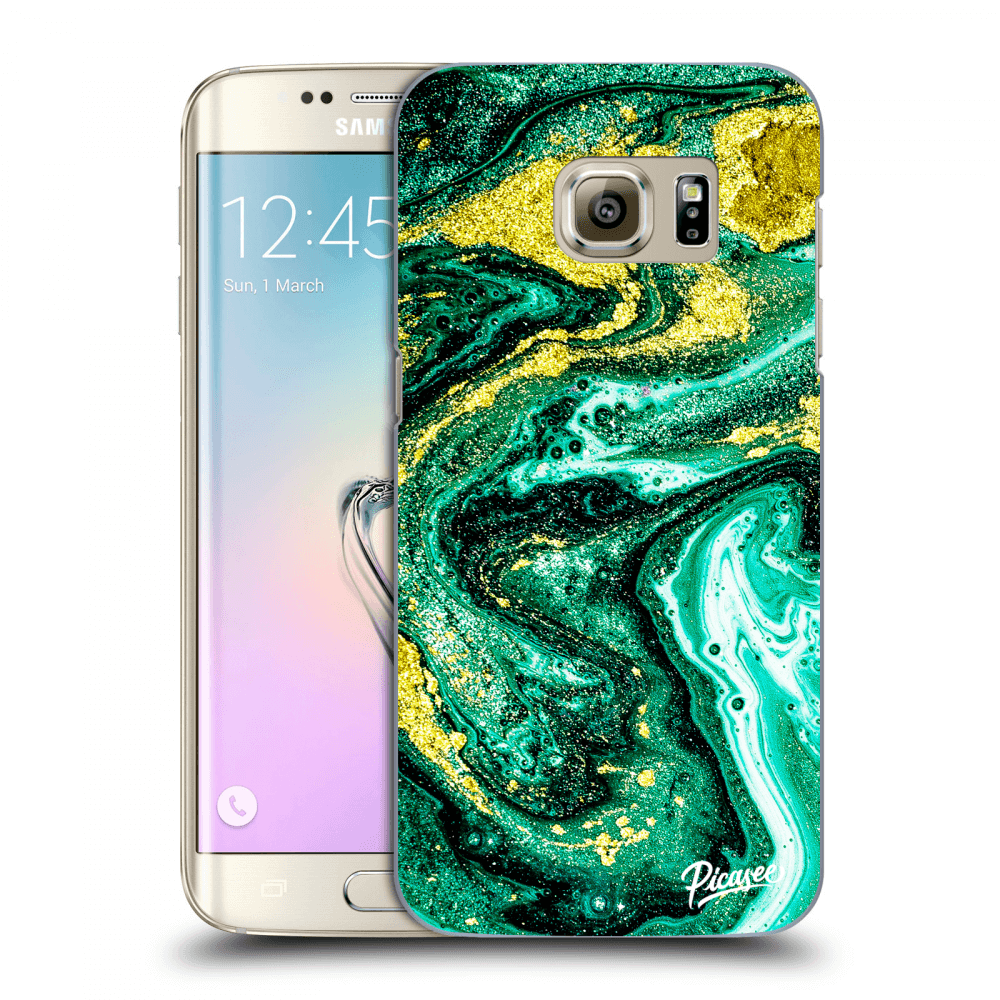 Picasee silikonowe przeźroczyste etui na Samsung Galaxy S7 Edge G935F - Green Gold