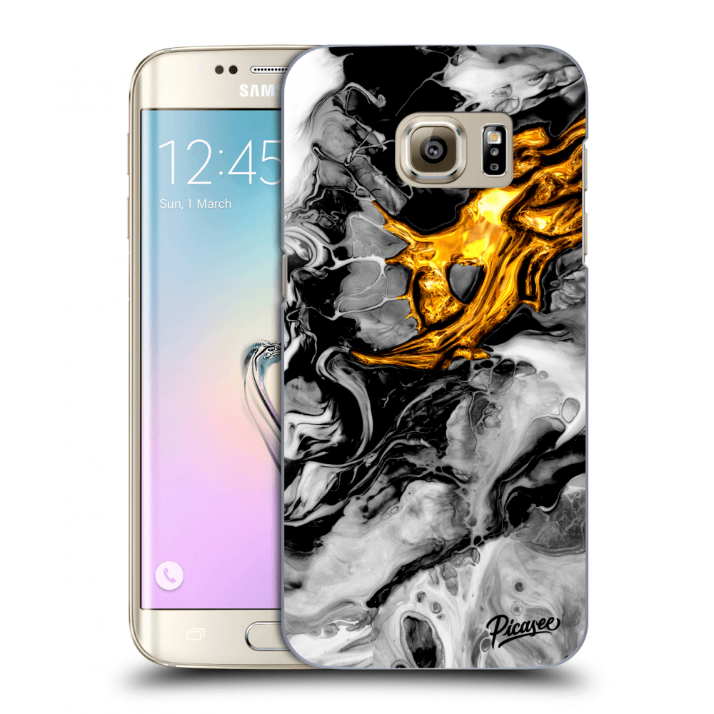 Picasee silikonowe przeźroczyste etui na Samsung Galaxy S7 Edge G935F - Black Gold 2