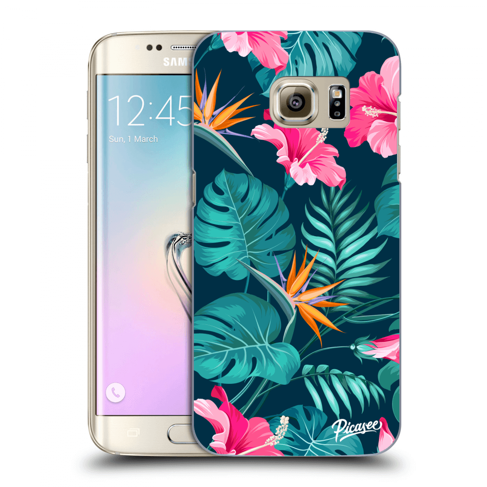 Picasee silikonowe przeźroczyste etui na Samsung Galaxy S7 Edge G935F - Pink Monstera
