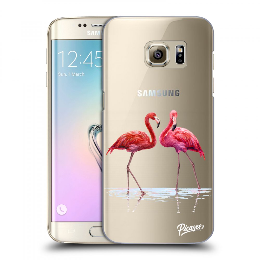 Picasee silikonowe przeźroczyste etui na Samsung Galaxy S7 Edge G935F - Flamingos couple