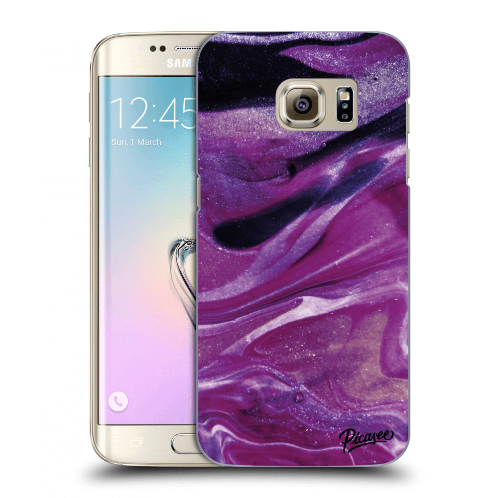 Picasee silikonowe przeźroczyste etui na Samsung Galaxy S7 Edge G935F - Purple glitter