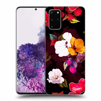 Picasee silikonowe czarne etui na Samsung Galaxy S20+ G985F - Flowers and Berries