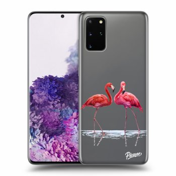 Picasee silikonowe przeźroczyste etui na Samsung Galaxy S20+ G985F - Flamingos couple