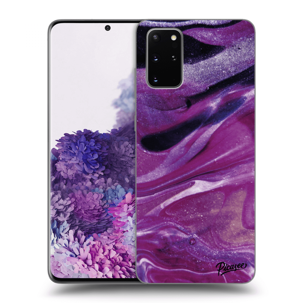 Picasee silikonowe przeźroczyste etui na Samsung Galaxy S20+ G985F - Purple glitter