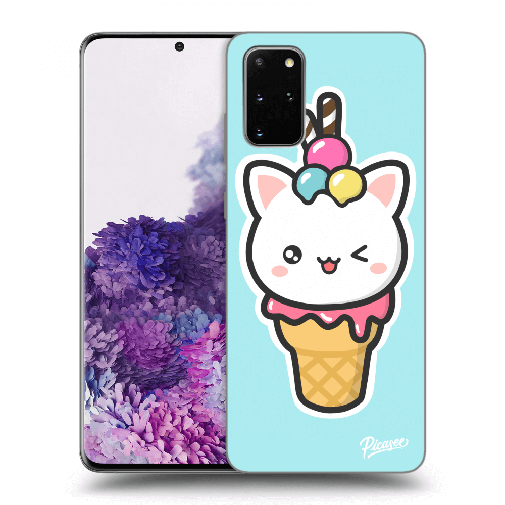 Picasee silikonowe przeźroczyste etui na Samsung Galaxy S20+ G985F - Ice Cream Cat