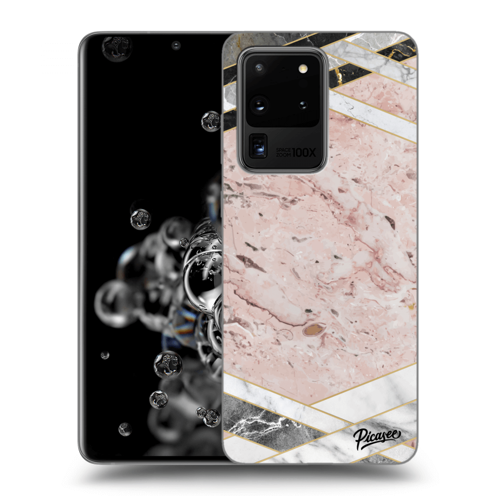 Picasee silikonowe przeźroczyste etui na Samsung Galaxy S20 Ultra 5G G988F - Pink geometry