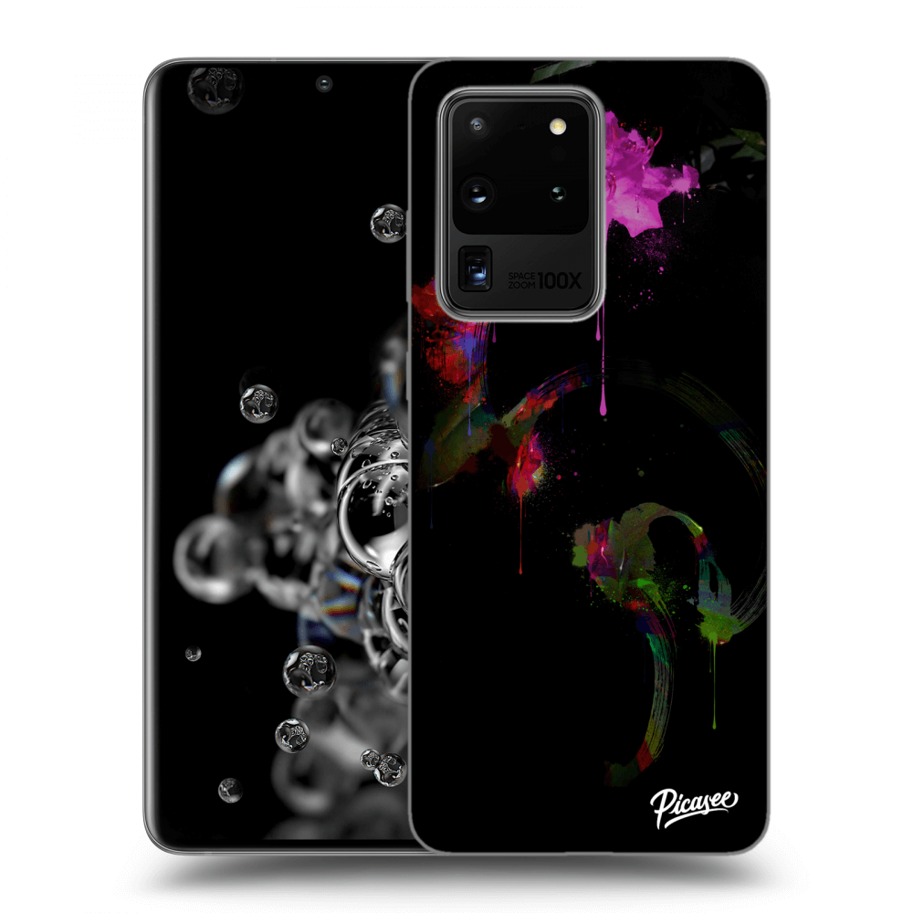 Picasee silikonowe przeźroczyste etui na Samsung Galaxy S20 Ultra 5G G988F - Peony black