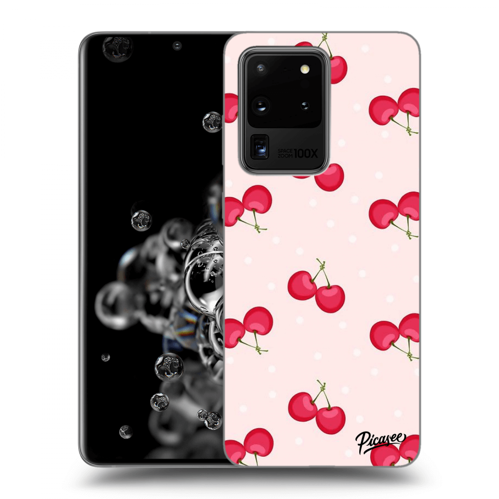 Picasee silikonowe czarne etui na Samsung Galaxy S20 Ultra 5G G988F - Cherries