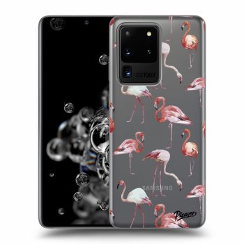 Picasee silikonowe przeźroczyste etui na Samsung Galaxy S20 Ultra 5G G988F - Flamingos