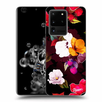 Picasee silikonowe czarne etui na Samsung Galaxy S20 Ultra 5G G988F - Flowers and Berries
