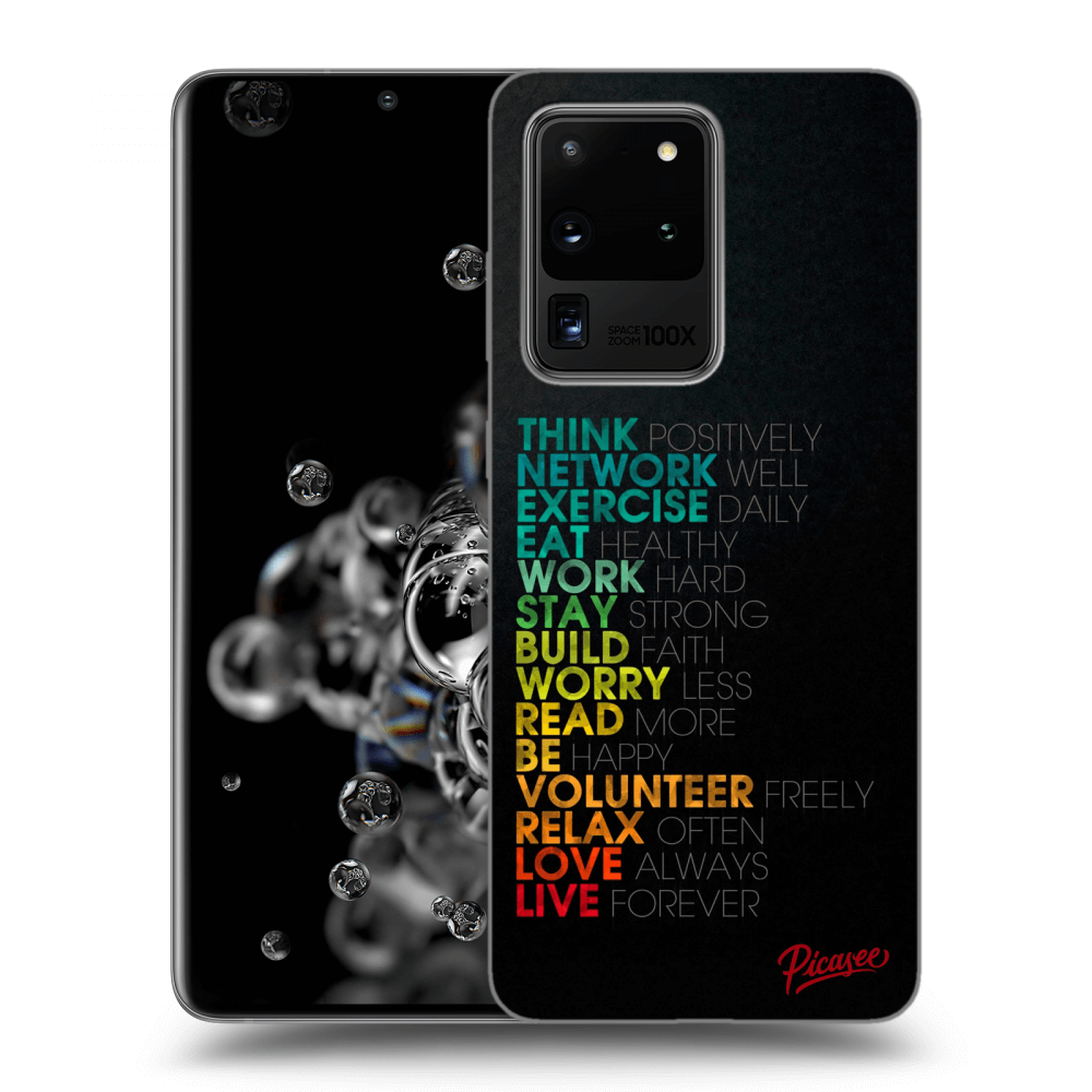 Picasee silikonowe czarne etui na Samsung Galaxy S20 Ultra 5G G988F - Motto life
