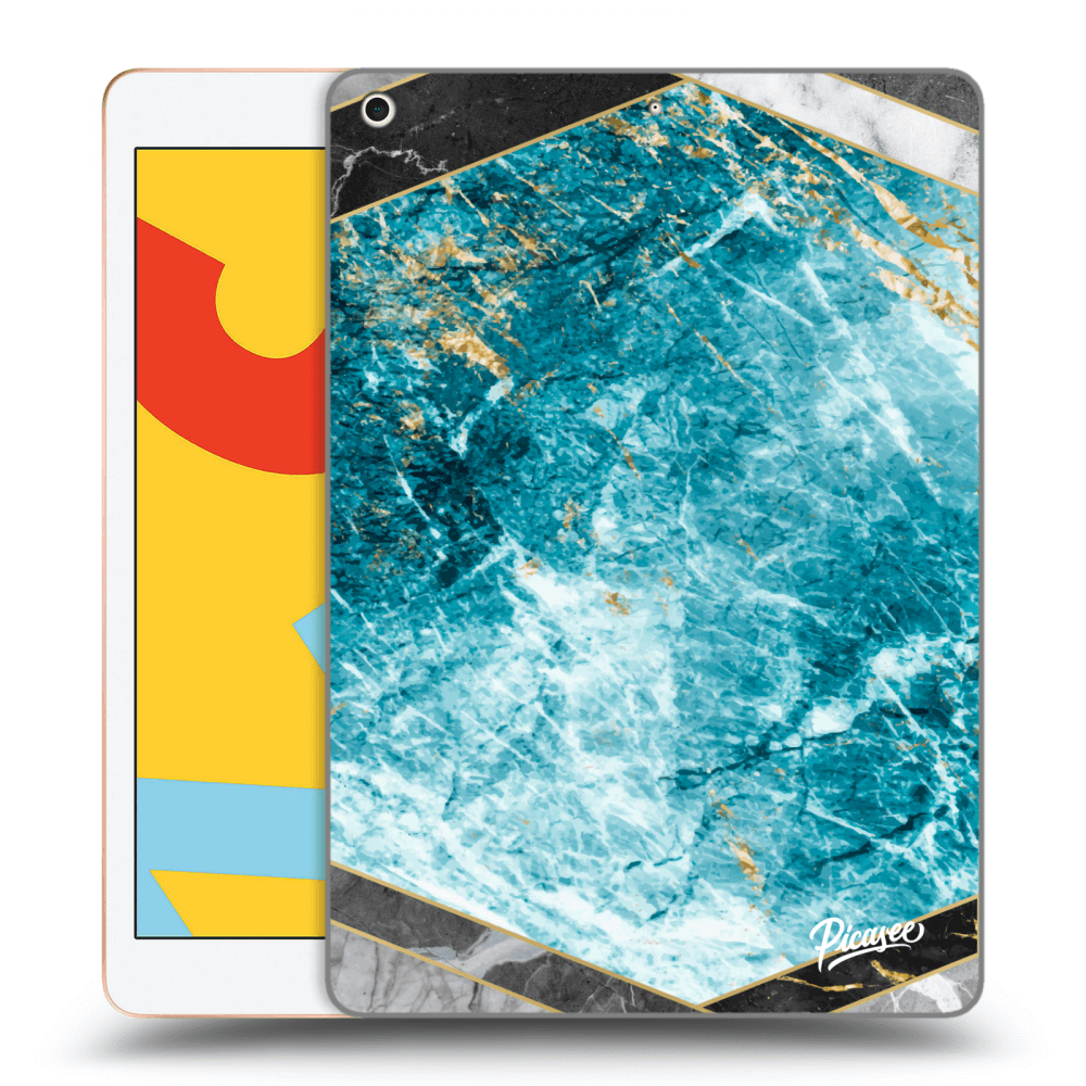 Picasee silikonowe przeźroczyste etui na Apple iPad 10.2" 2019 (7. gen) - Blue geometry