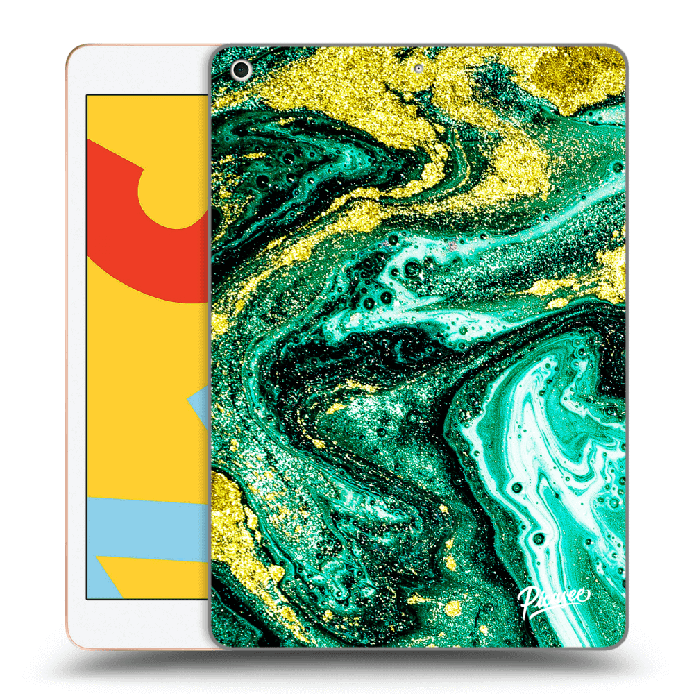 Picasee silikonowe przeźroczyste etui na Apple iPad 10.2" 2019 (7. gen) - Green Gold