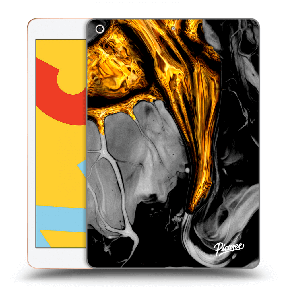 Picasee silikonowe przeźroczyste etui na Apple iPad 10.2" 2019 (7. gen) - Black Gold