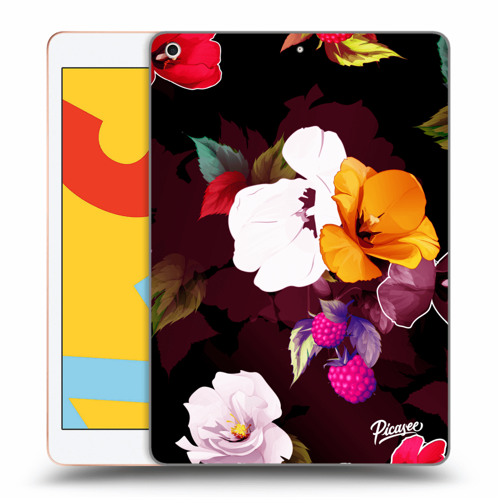 Picasee silikonowe czarne etui na Apple iPad 10.2" 2019 (7. gen) - Flowers and Berries