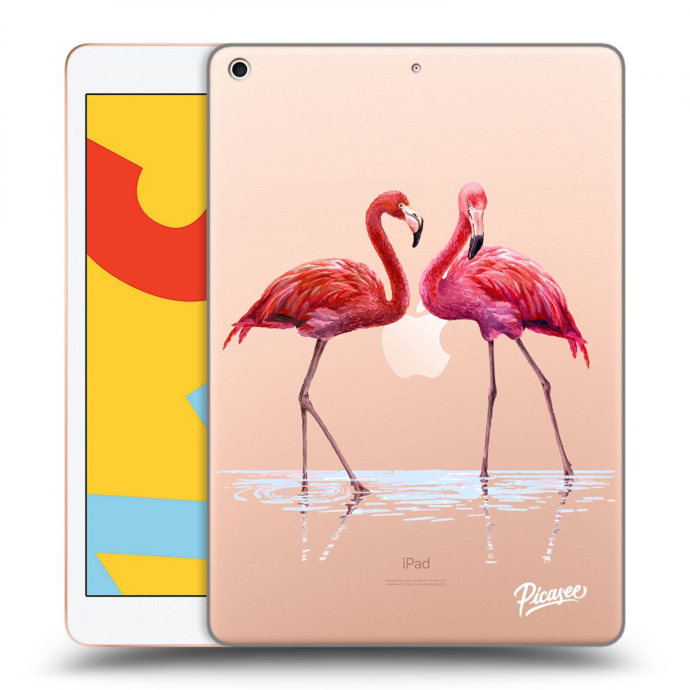 Picasee silikonowe przeźroczyste etui na Apple iPad 10.2" 2019 (7. gen) - Flamingos couple