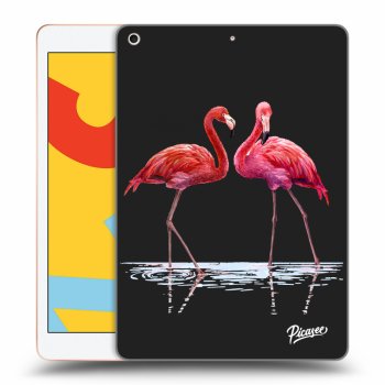 Picasee silikonowe czarne etui na Apple iPad 10.2" 2019 (7. gen) - Flamingos couple