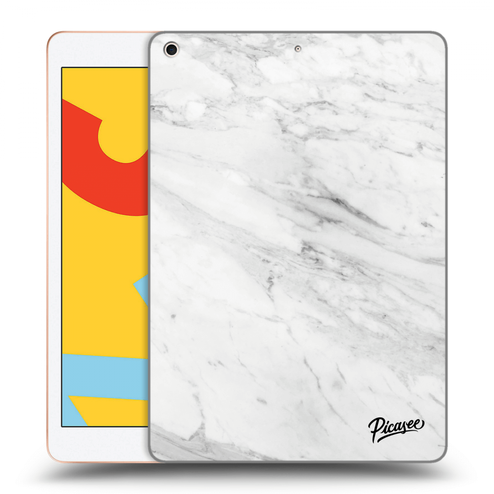 Picasee silikonowe czarne etui na Apple iPad 10.2" 2019 (7. gen) - White marble