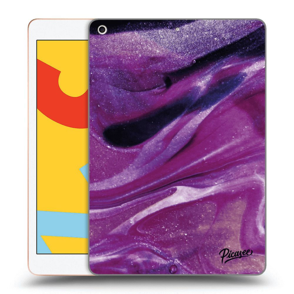 Picasee silikonowe przeźroczyste etui na Apple iPad 10.2" 2019 (7. gen) - Purple glitter