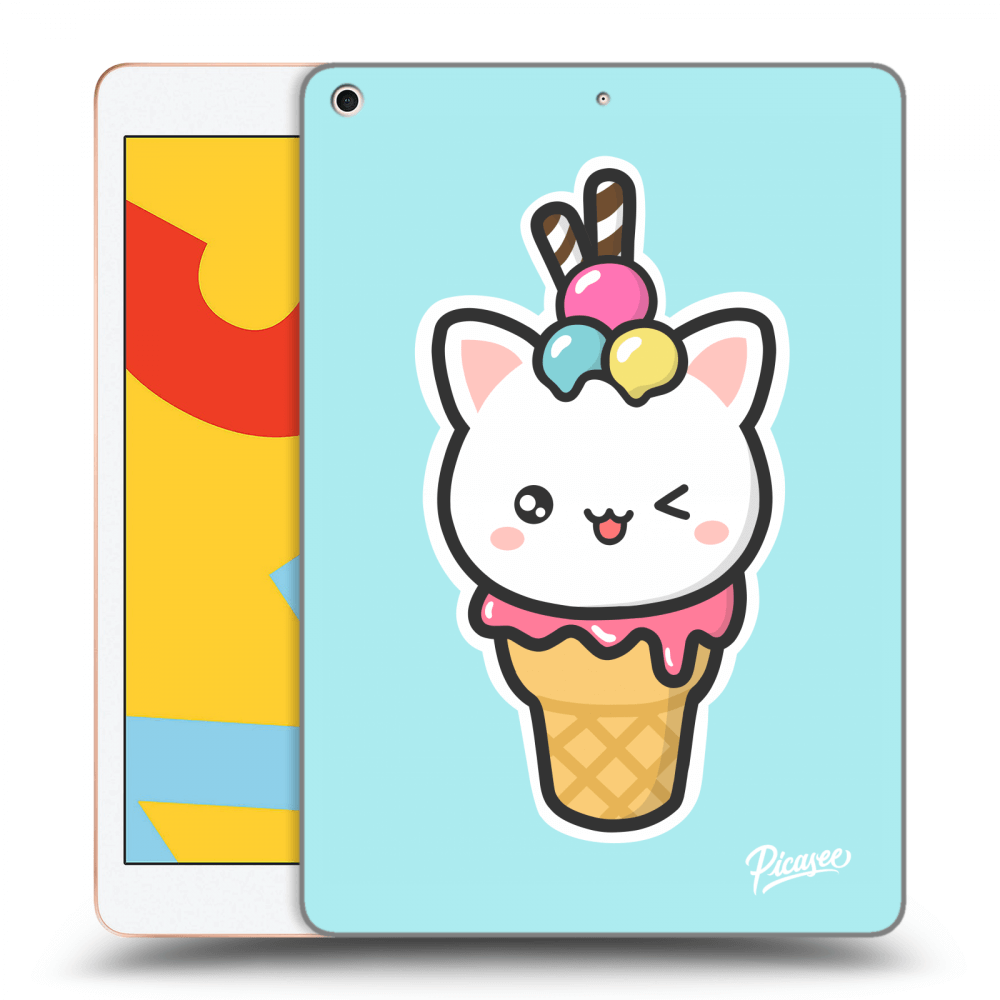 Picasee silikonowe przeźroczyste etui na Apple iPad 10.2" 2019 (7. gen) - Ice Cream Cat