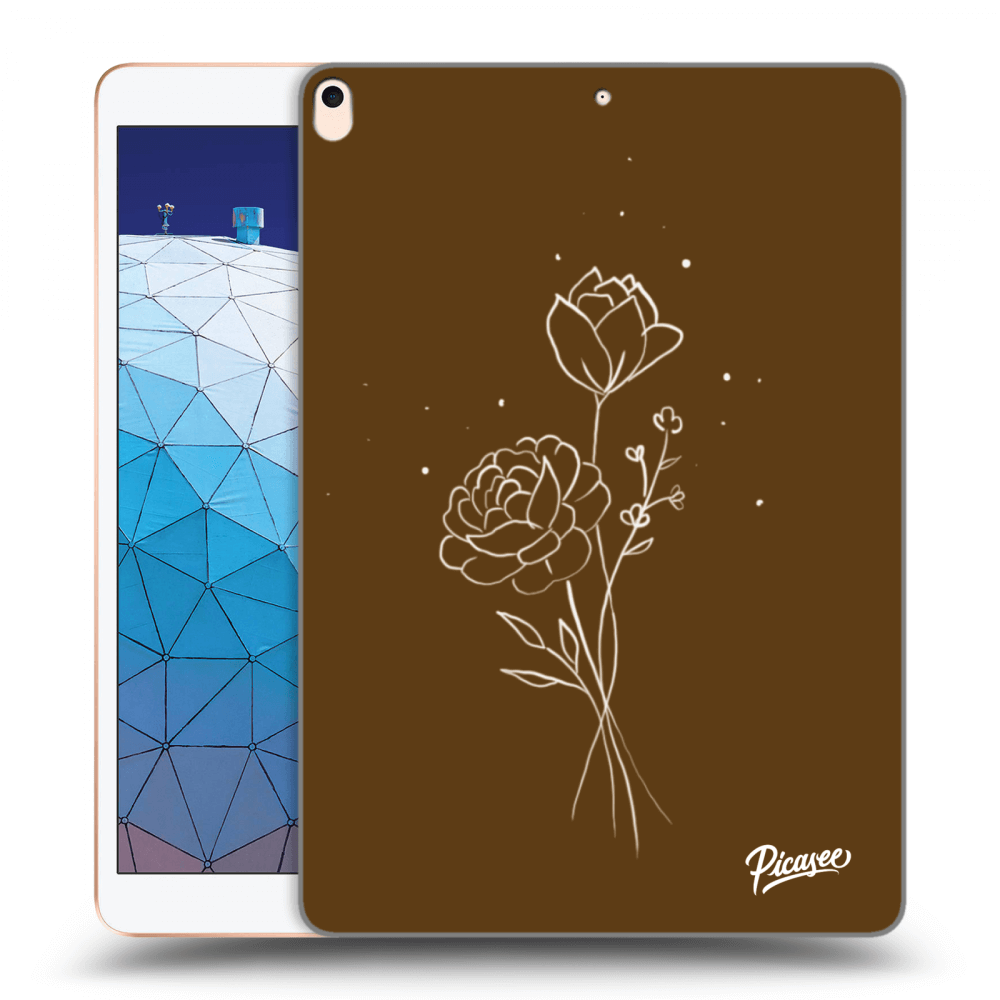 Picasee silikonowe czarne etui na Apple iPad Air 10.5" 2019 (3.gen) - Brown flowers