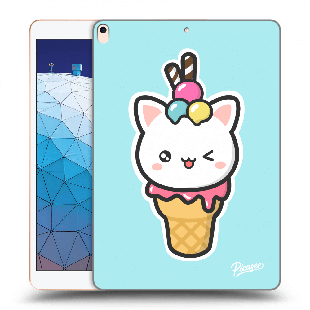 Picasee silikonowe czarne etui na Apple iPad Air 10.5" 2019 (3.gen) - Ice Cream Cat