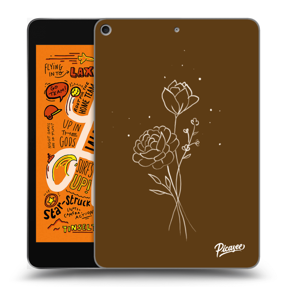 Picasee silikonowe czarne etui na Apple iPad mini 2019 (5. gen) - Brown flowers