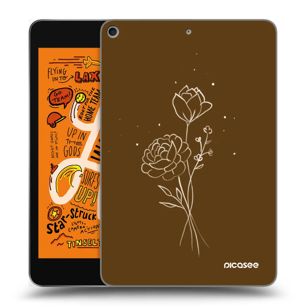 Picasee silikonowe przeźroczyste etui na Apple iPad mini 2019 (5. gen) - Brown flowers