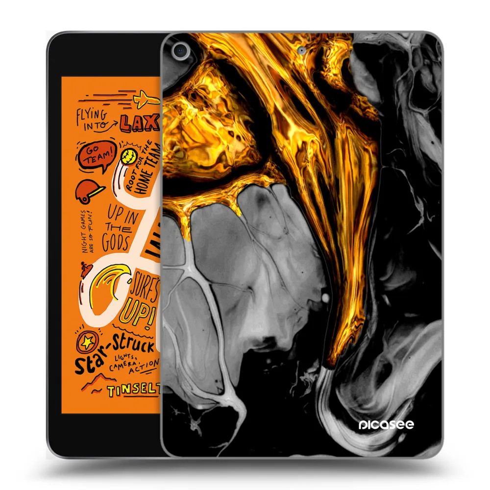 Picasee silikonowe przeźroczyste etui na Apple iPad mini 2019 (5. gen) - Black Gold