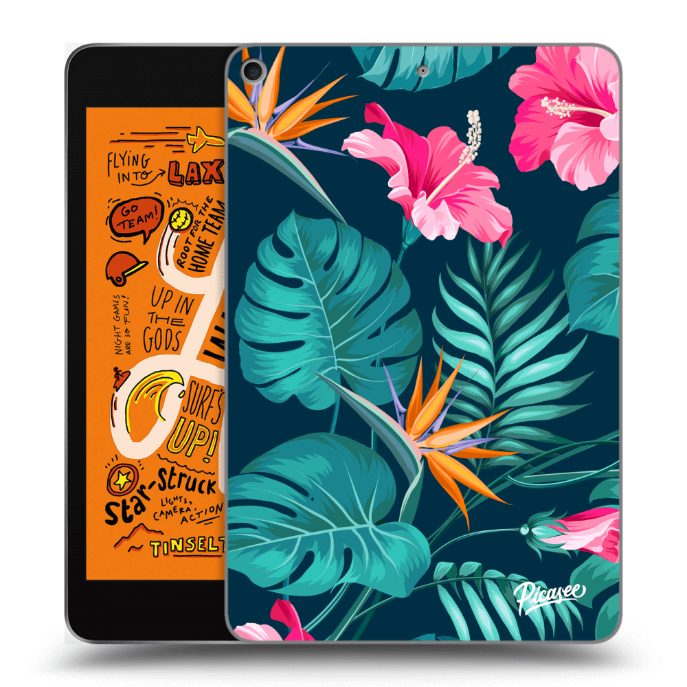 Picasee silikonowe czarne etui na Apple iPad mini 2019 (5. gen) - Pink Monstera