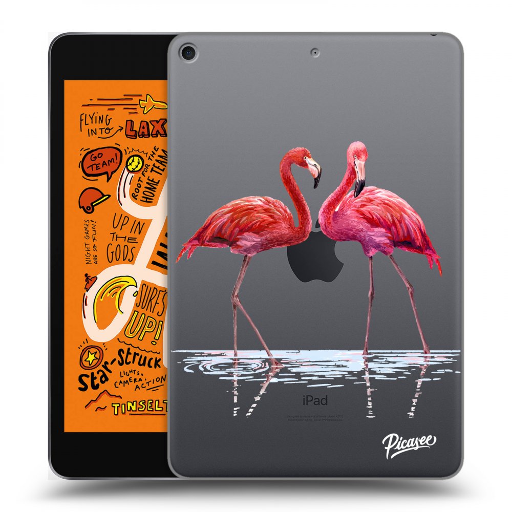 Picasee silikonowe przeźroczyste etui na Apple iPad mini 2019 (5. gen) - Flamingos couple