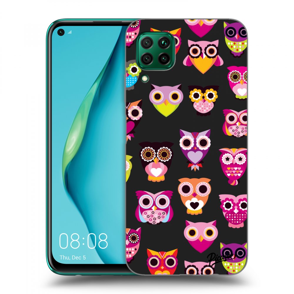 Picasee silikonowe czarne etui na Huawei P40 Lite - Owls