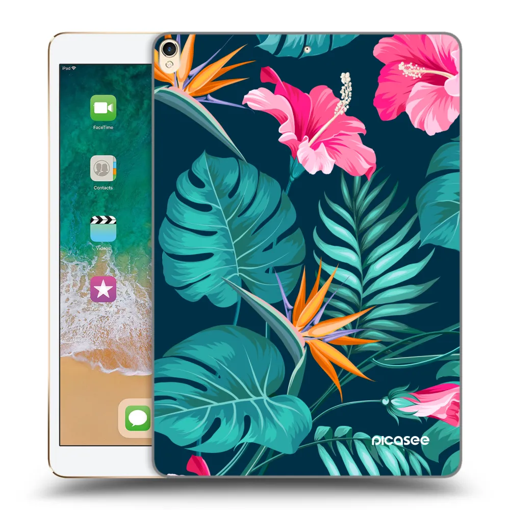 Picasee silikonowe przeźroczyste etui na Apple iPad Pro 10.5" 2017 (2. gen) - Pink Monstera