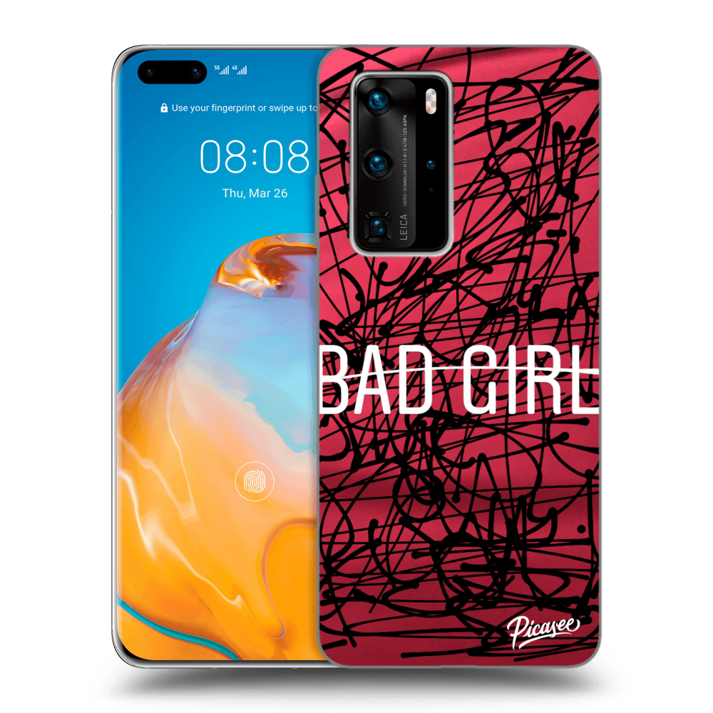 Picasee silikonowe czarne etui na Huawei P40 Pro - Bad girl