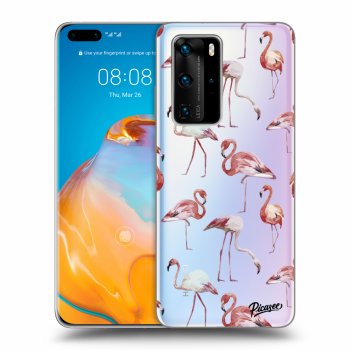 Picasee silikonowe przeźroczyste etui na Huawei P40 Pro - Flamingos